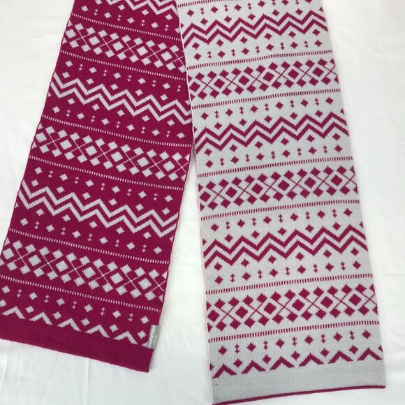 ICEBREAKER ~ WOMENS PINK WHITE MERINO WOOL WINTER SCARF 7.5 X 66" - Picture 3 of 5